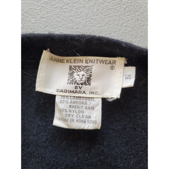 VTG ANNE KLEIN KNITWEAR ANGORA /WOOL MIX embroidery Sweater V Neck SIZE S #462 - Picture 8 of 10
